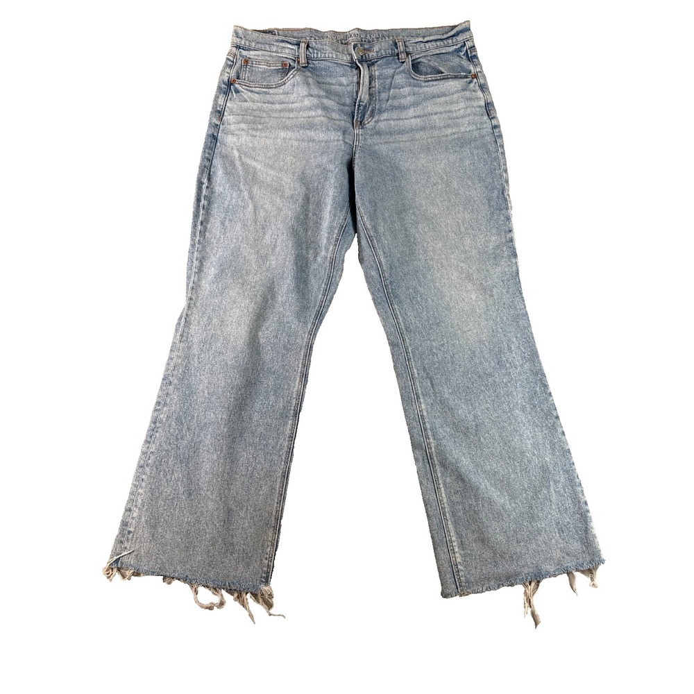 American Eagle Stretch Flare Jeans Women 38x30 Raw Hem Light‎ Wash Denim